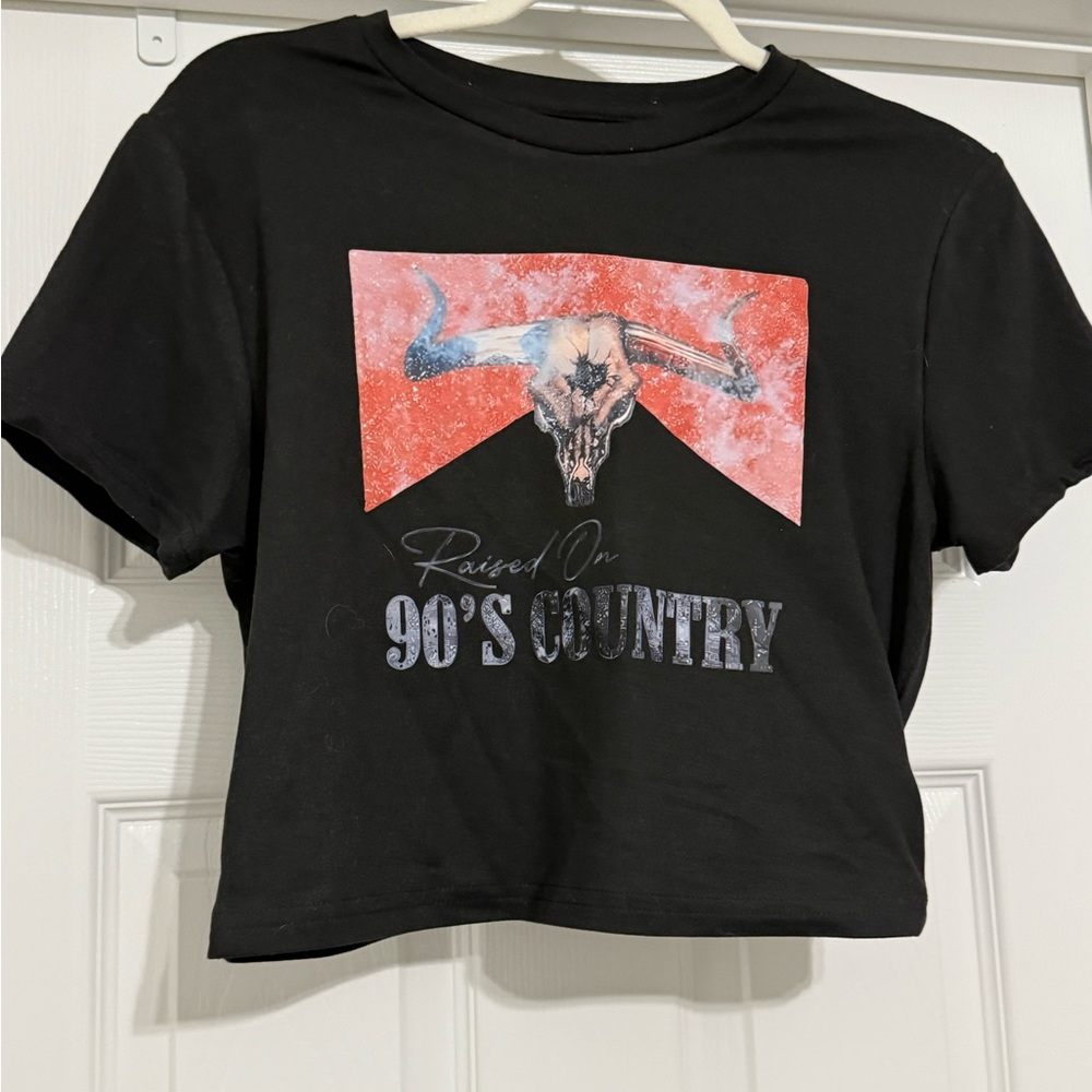 SHEIN Black Graphic Crop Top with Skull Design
